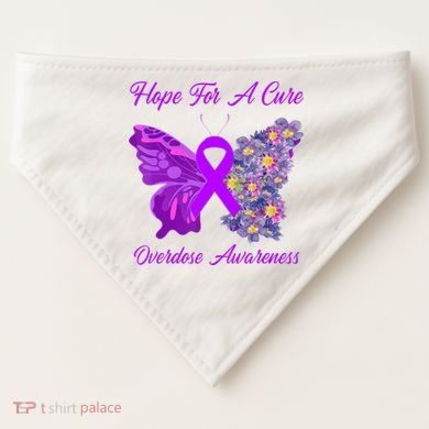 Butterfly Hope For A Cure Ribbon Opioid Overdose Awareness USA-Made Doggie Bandana