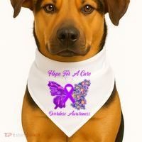 Butterfly Hope For A Cure Ribbon Opioid Overdose Awareness USA-Made Doggie Bandana thumb 1