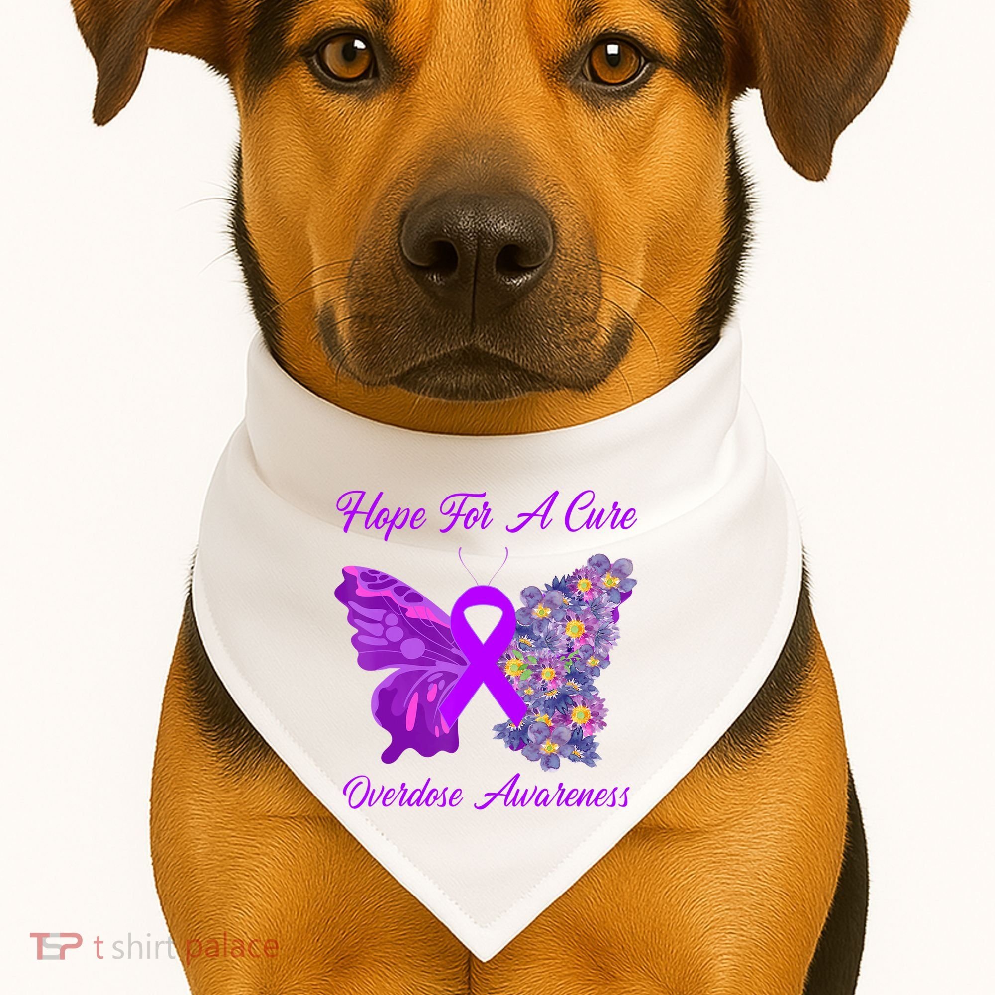 Butterfly Hope For A Cure Ribbon Opioid Overdose Awareness USA-Made Doggie Bandana