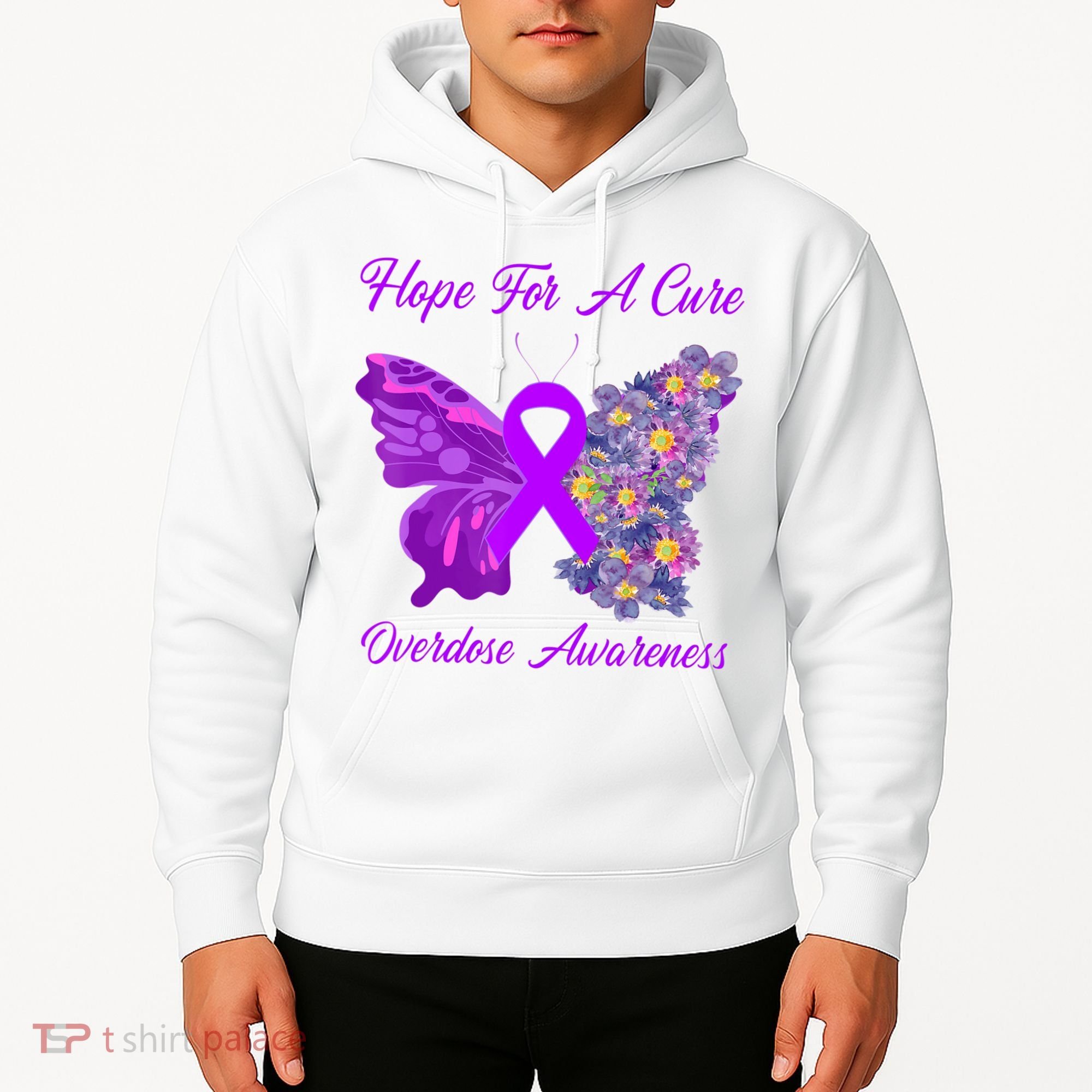 Butterfly Hope For A Cure Ribbon Opioid Overdose Awareness Hoodie