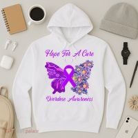 Butterfly Hope For A Cure Ribbon Opioid Overdose Awareness Hoodie thumb 3