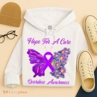 Butterfly Hope For A Cure Ribbon Opioid Overdose Awareness Hoodie thumb 4