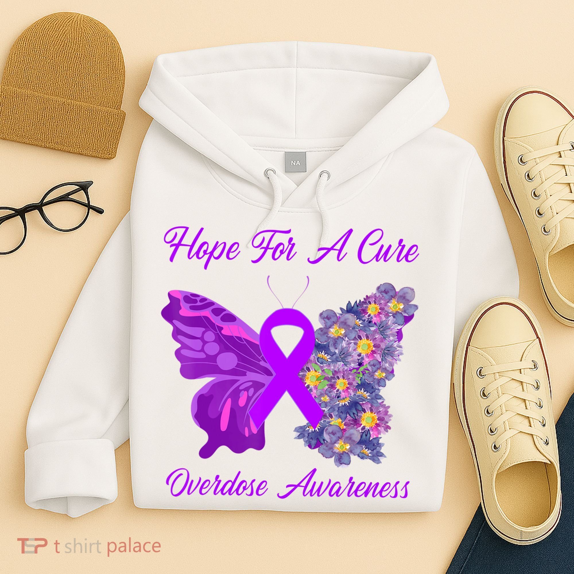 Butterfly Hope For A Cure Ribbon Opioid Overdose Awareness Hoodie