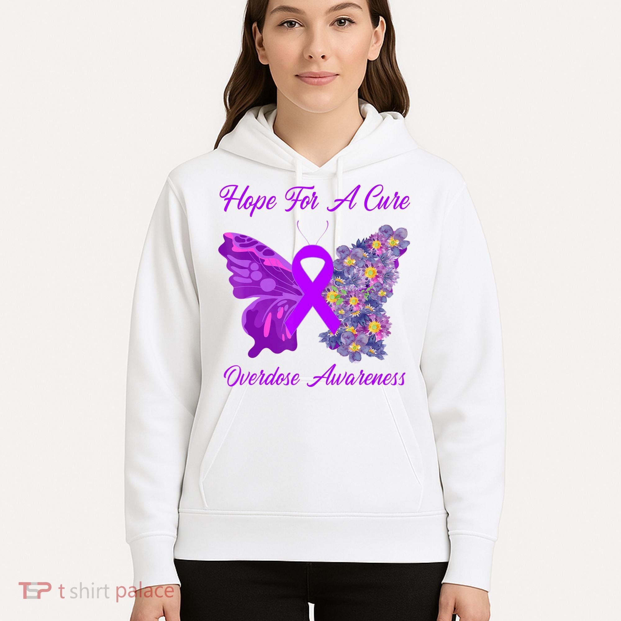 Butterfly Hope For A Cure Ribbon Opioid Overdose Awareness Hoodie