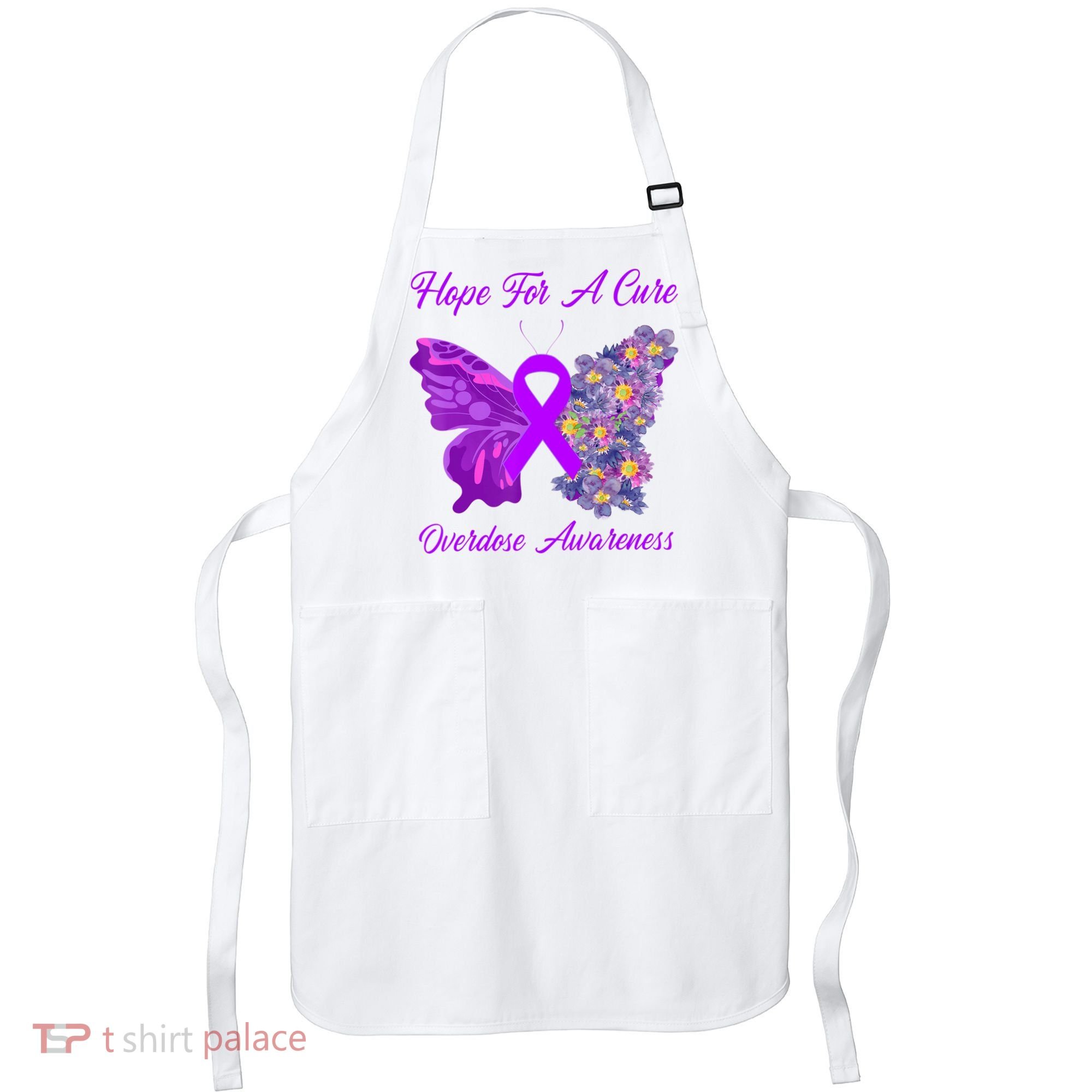 Butterfly Hope For A Cure Ribbon Opioid Overdose Awareness Apron