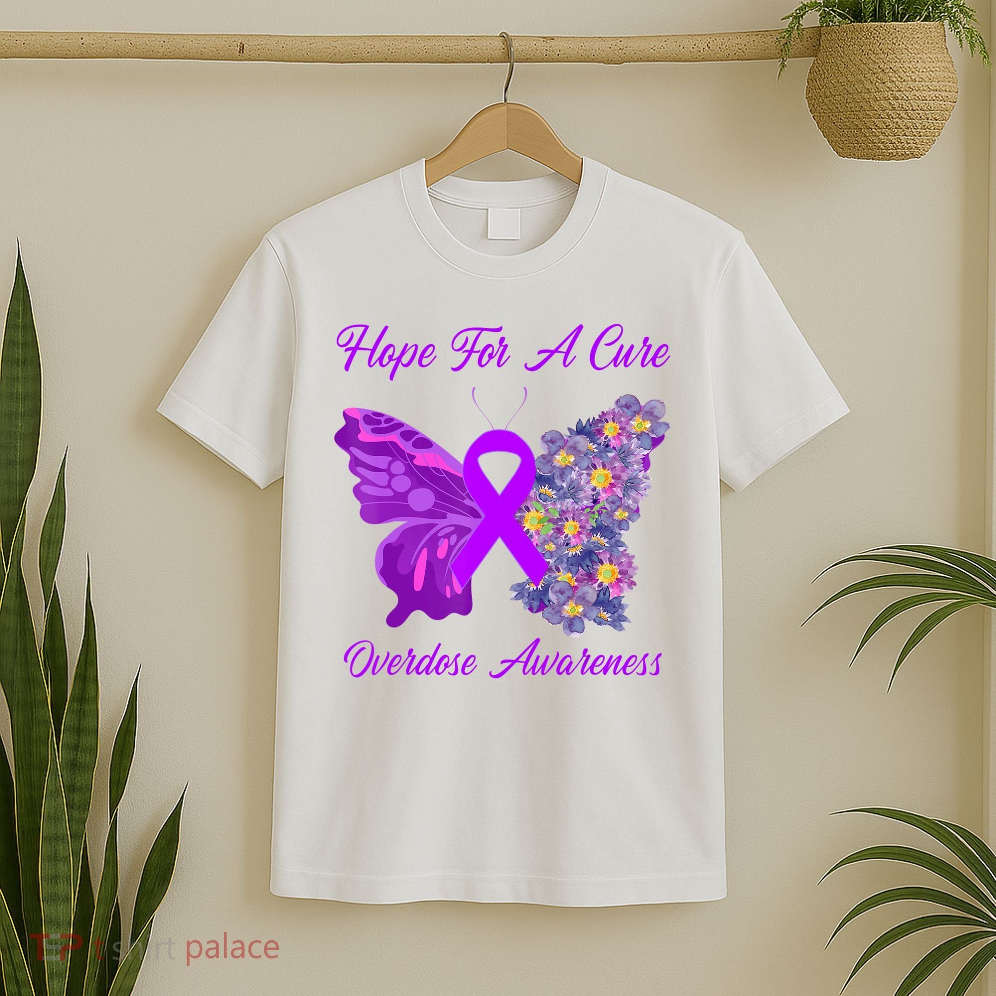Butterfly Hope For A Cure Ribbon Opioid Overdose Awareness T-Shirt