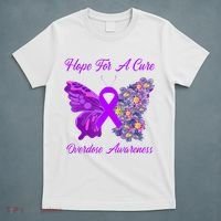 Butterfly Hope For A Cure Ribbon Opioid Overdose Awareness T-Shirt thumb 5