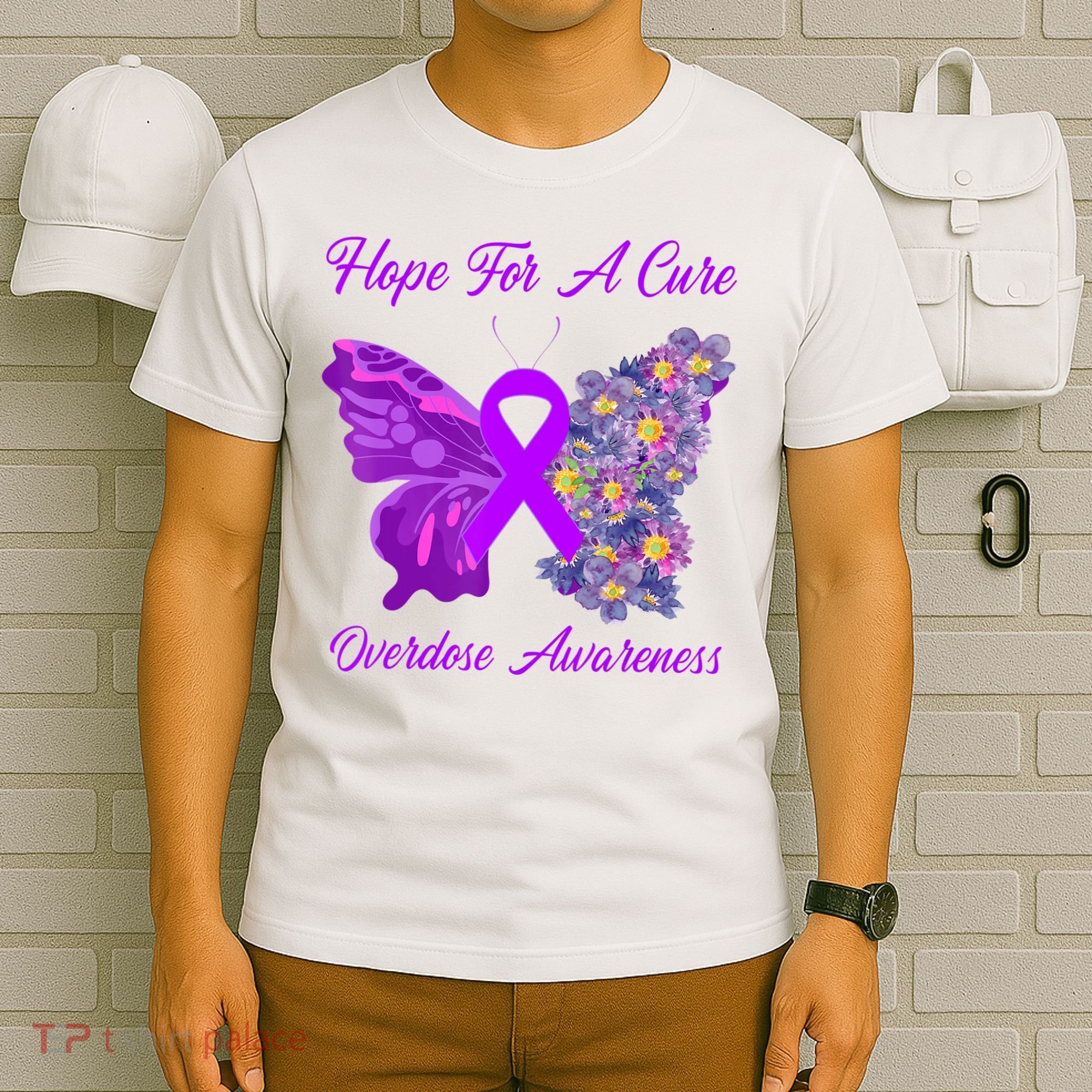 Butterfly Hope For A Cure Ribbon Opioid Overdose Awareness T-Shirt