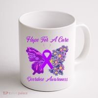 Butterfly Hope For A Cure Ribbon Opioid Overdose Awareness Coffee Mug thumb 1