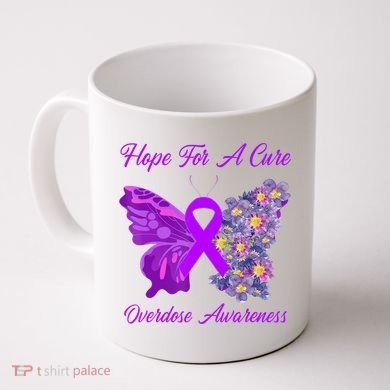 Butterfly Hope For A Cure Ribbon Opioid Overdose Awareness Coffee Mug