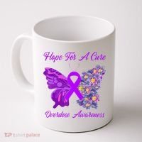 Butterfly Hope For A Cure Ribbon Opioid Overdose Awareness Coffee Mug thumb 0