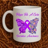 Butterfly Hope For A Cure Ribbon Opioid Overdose Awareness Coffee Mug thumb 2