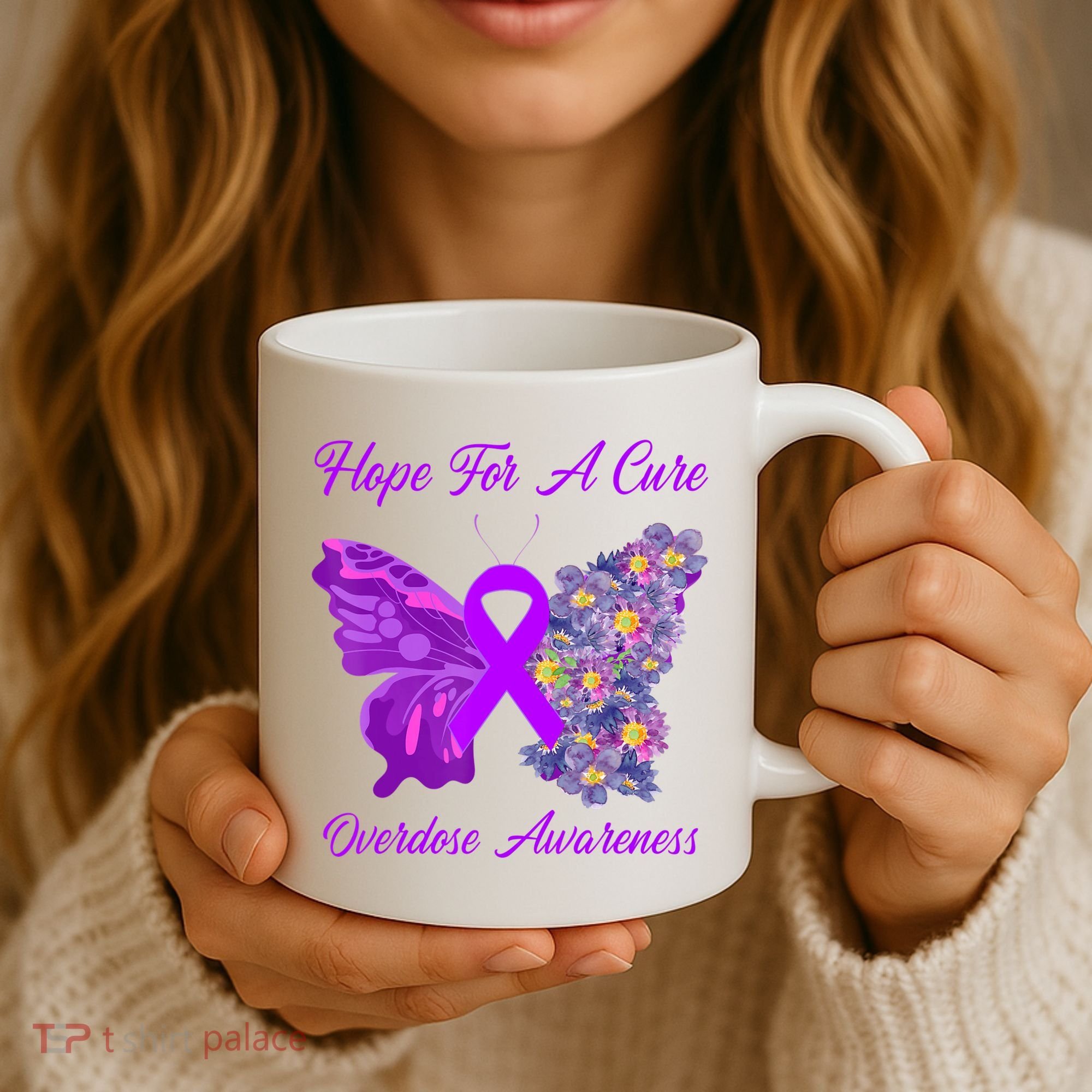 Butterfly Hope For A Cure Ribbon Opioid Overdose Awareness Coffee Mug