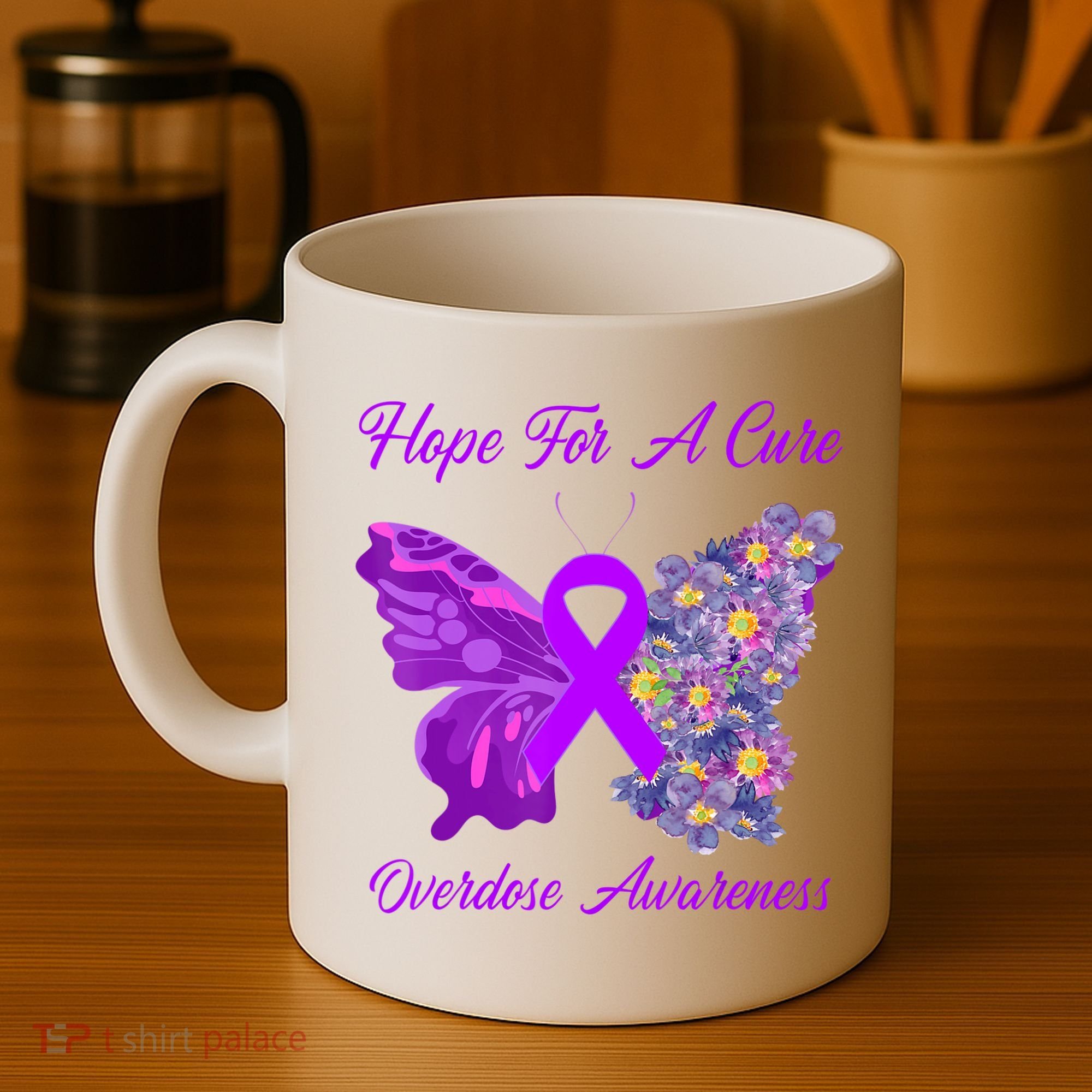 Butterfly Hope For A Cure Ribbon Opioid Overdose Awareness Coffee Mug