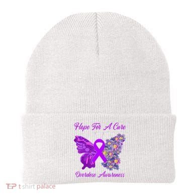 Butterfly Hope For A Cure Ribbon Opioid Overdose Awareness Beanie