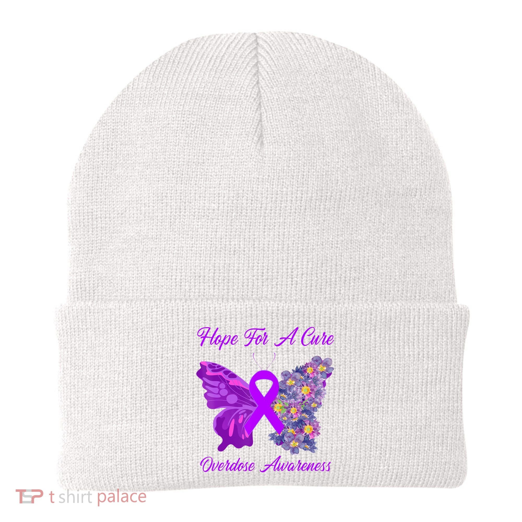 Butterfly Hope For A Cure Ribbon Opioid Overdose Awareness Beanie