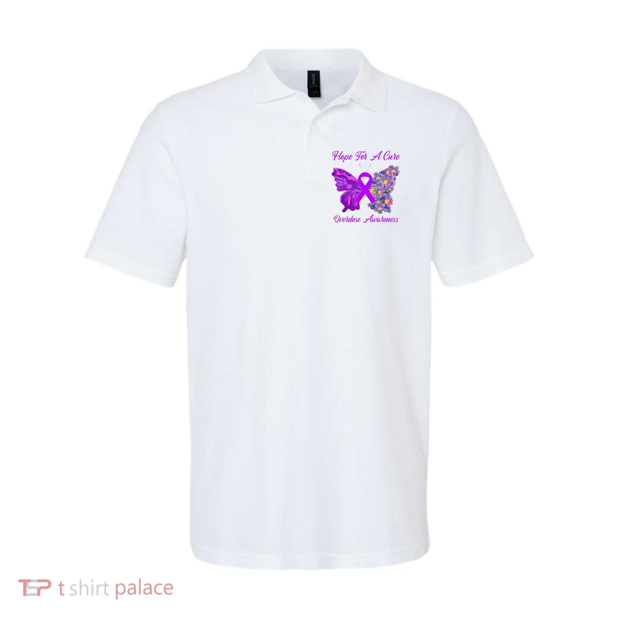Butterfly Hope For A Cure Ribbon Opioid Overdose Awareness Polo