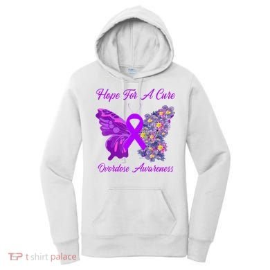 Butterfly Hope For A Cure Ribbon Opioid Overdose Awareness Women's Hoodie