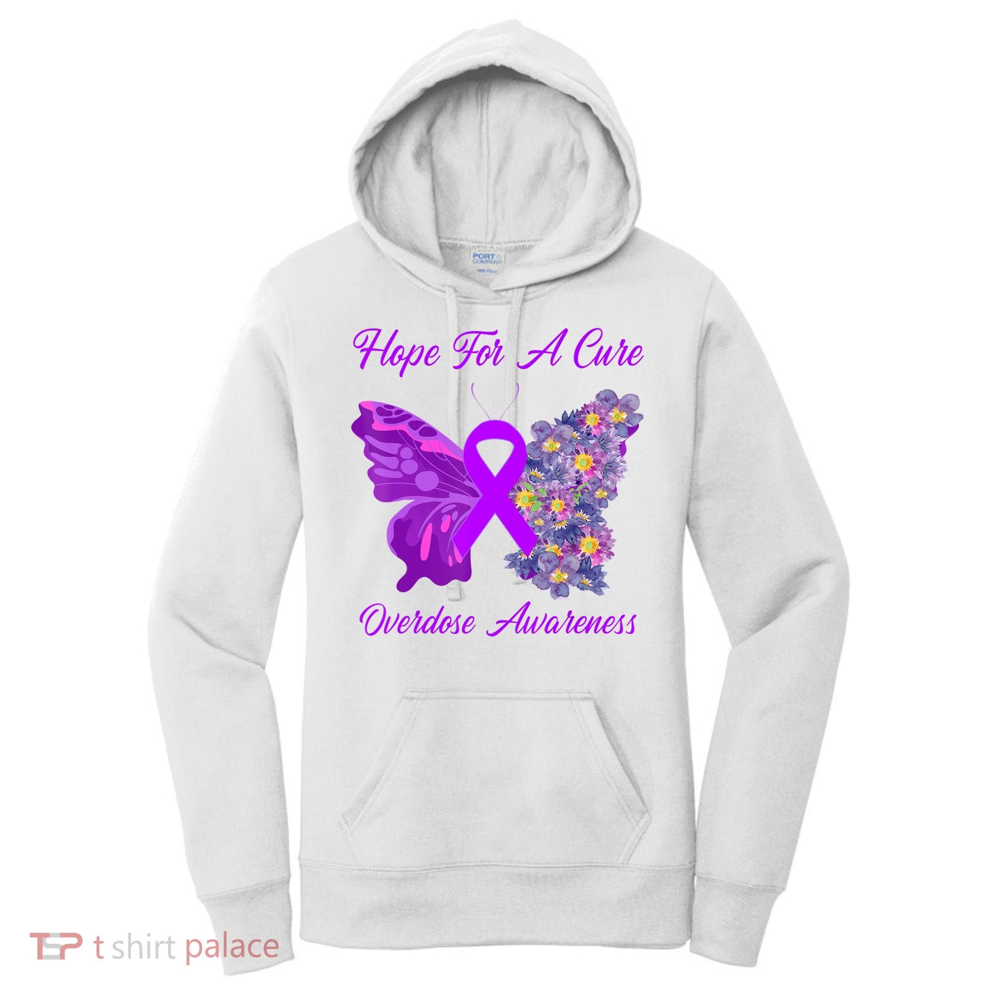 Butterfly Hope For A Cure Ribbon Opioid Overdose Awareness Women's Hoodie