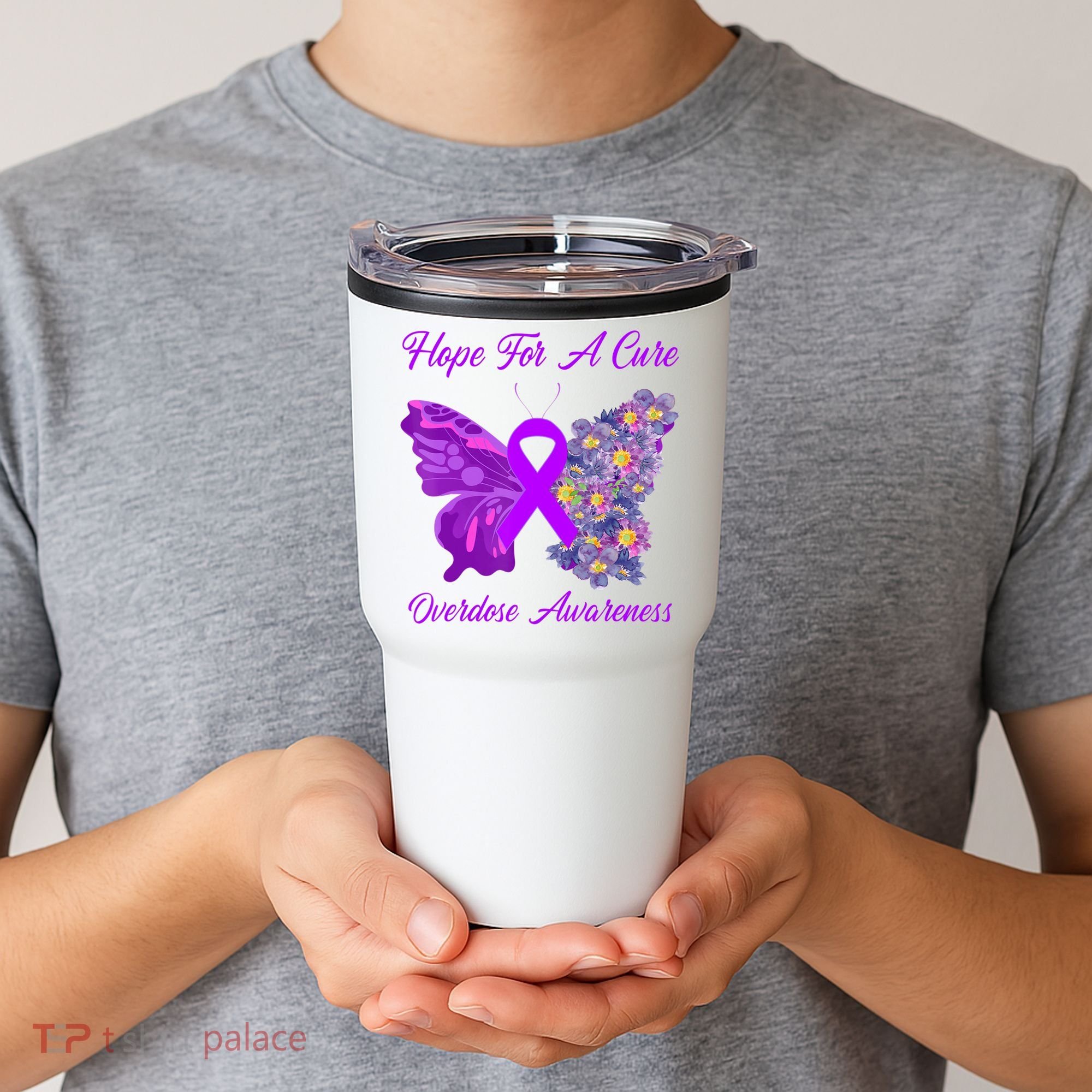 Butterfly Hope For A Cure Ribbon Opioid Overdose Awareness Tumbler