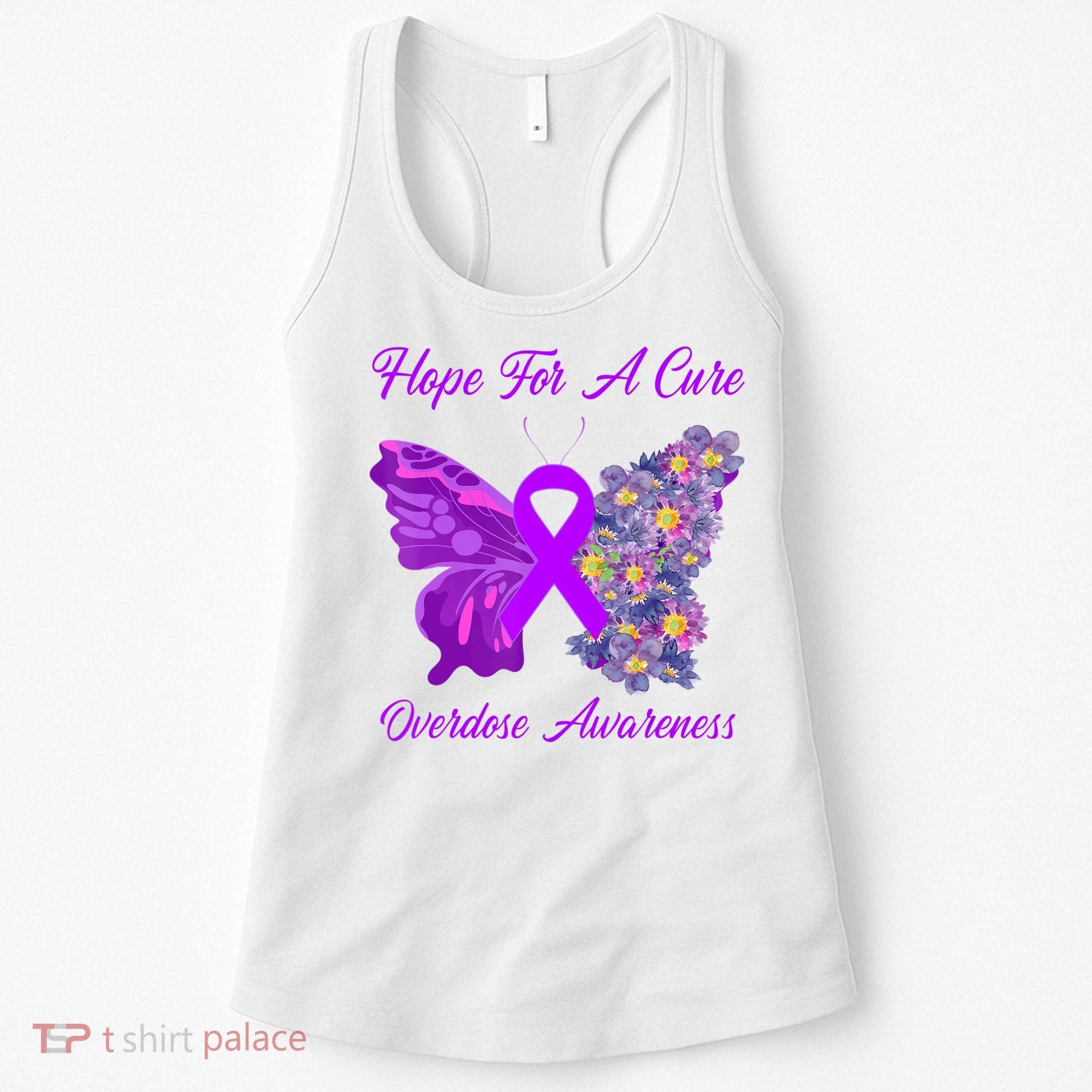 Butterfly Hope For A Cure Ribbon Opioid Overdose Awareness Women's Tank Top
