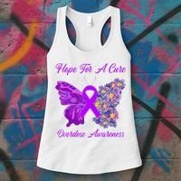 Butterfly Hope For A Cure Ribbon Opioid Overdose Awareness Women's Tank Top thumb 3