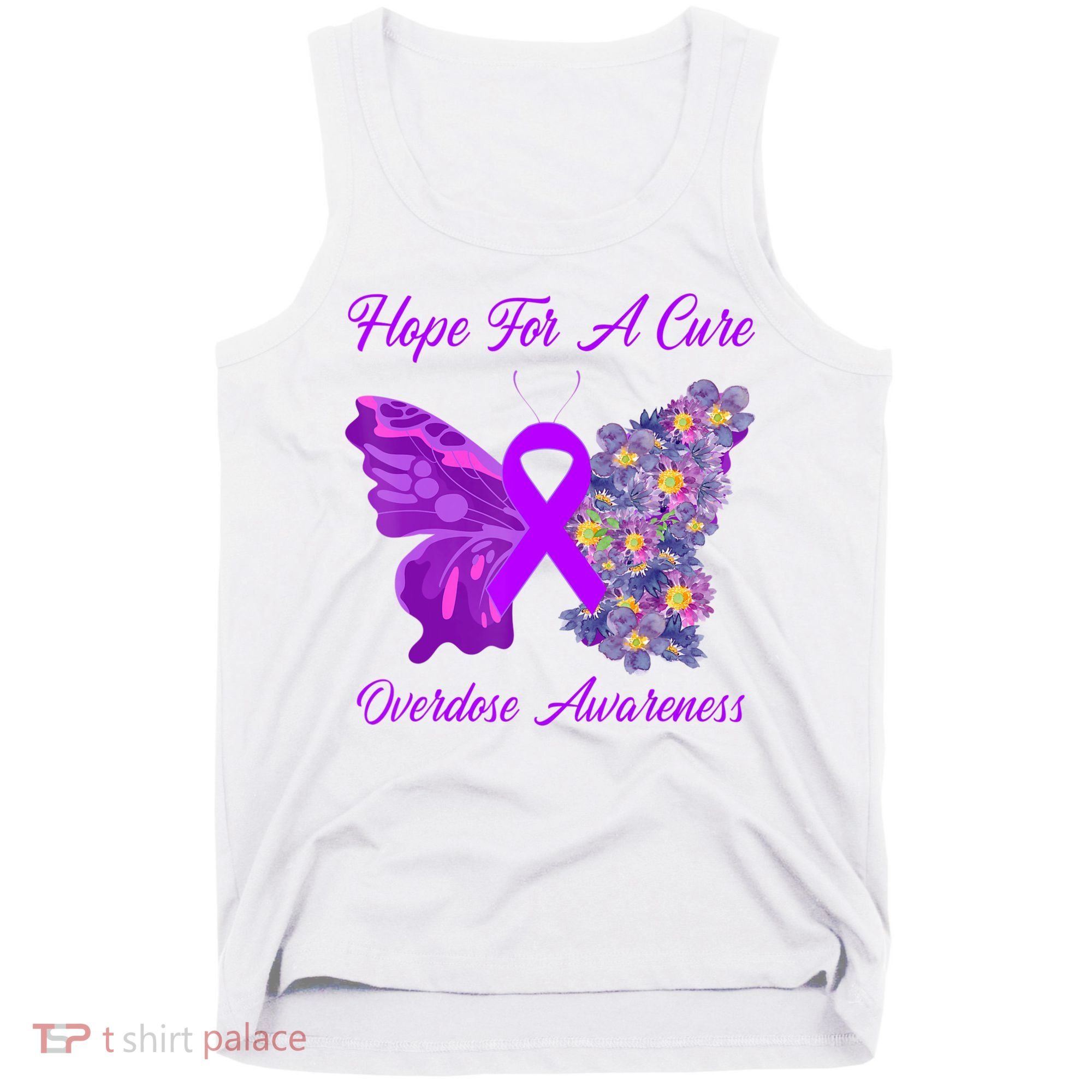 Butterfly Hope For A Cure Ribbon Opioid Overdose Awareness Tank Top