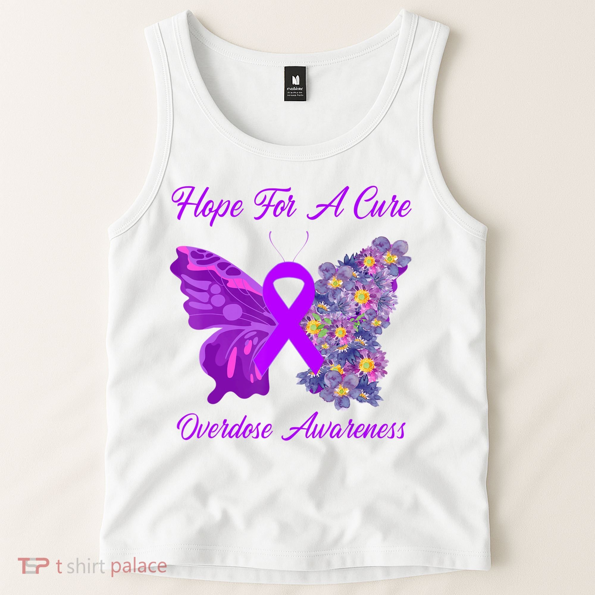 Butterfly Hope For A Cure Ribbon Opioid Overdose Awareness Tank Top