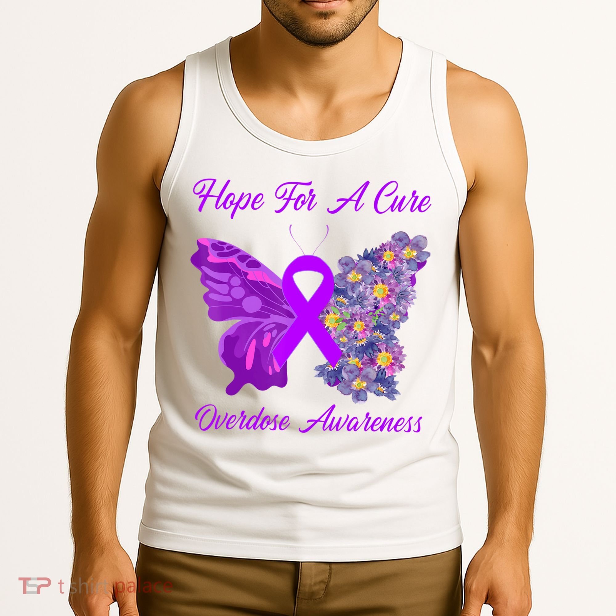 Butterfly Hope For A Cure Ribbon Opioid Overdose Awareness Tank Top