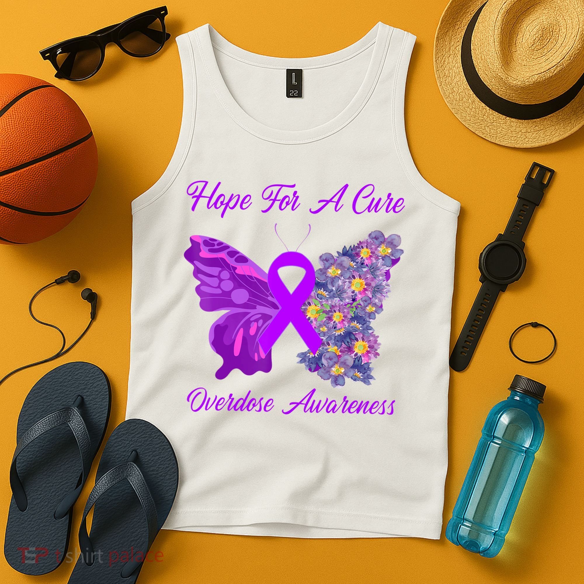 Butterfly Hope For A Cure Ribbon Opioid Overdose Awareness Tank Top