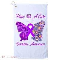 Butterfly Hope For A Cure Ribbon Opioid Overdose Awareness Golf Towel thumb 0