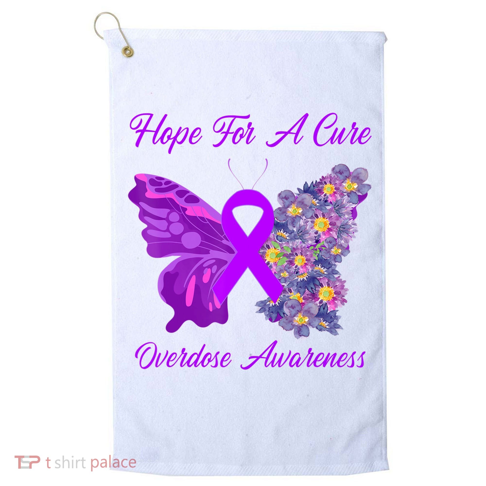 Butterfly Hope For A Cure Ribbon Opioid Overdose Awareness Golf Towel