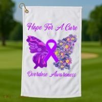Butterfly Hope For A Cure Ribbon Opioid Overdose Awareness Golf Towel thumb 1