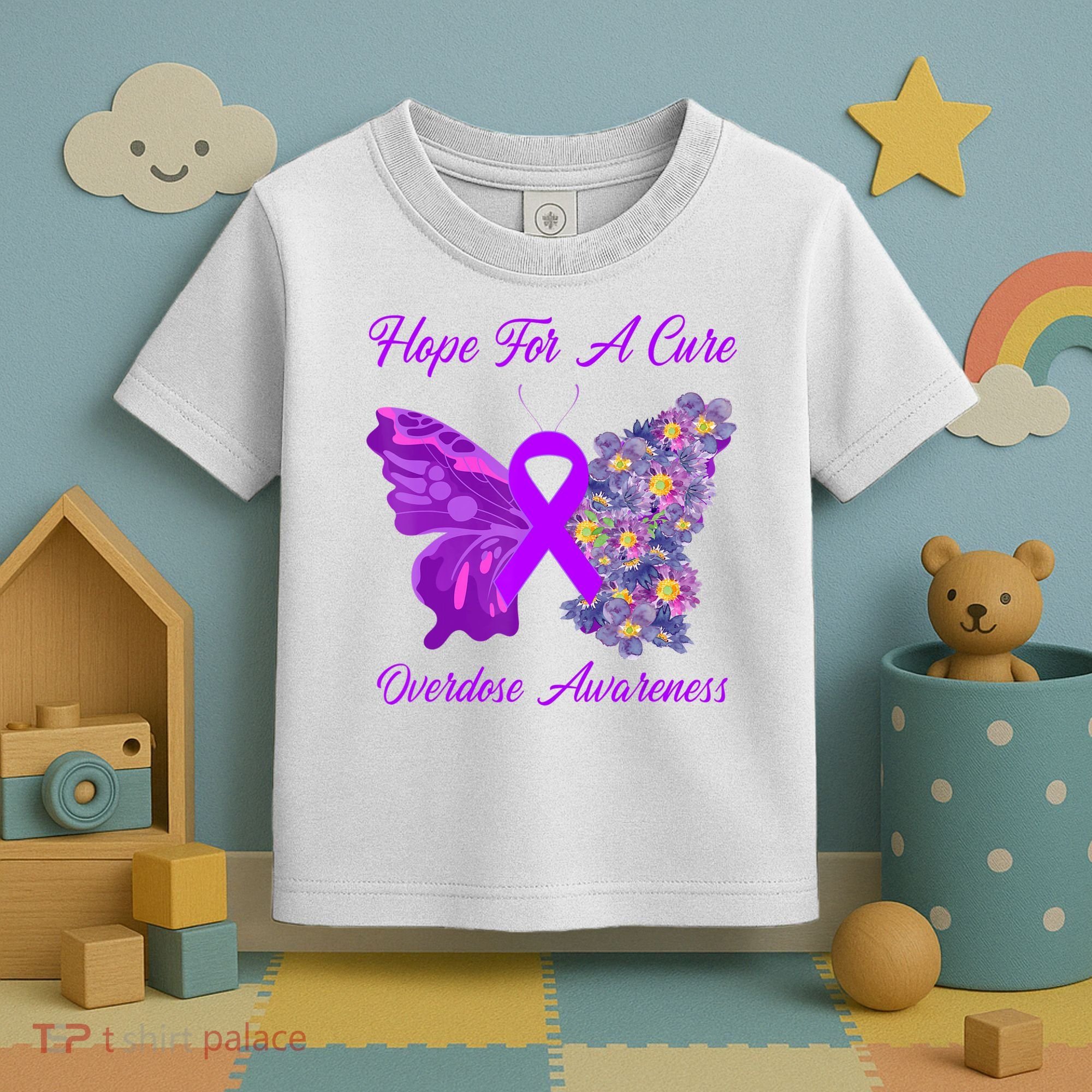 Butterfly Hope For A Cure Ribbon Opioid Overdose Awareness Toddler T-Shirt