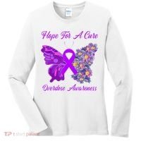 Butterfly Hope For A Cure Ribbon Opioid Overdose Awareness Women's Long Sleeve Shirt thumb 0