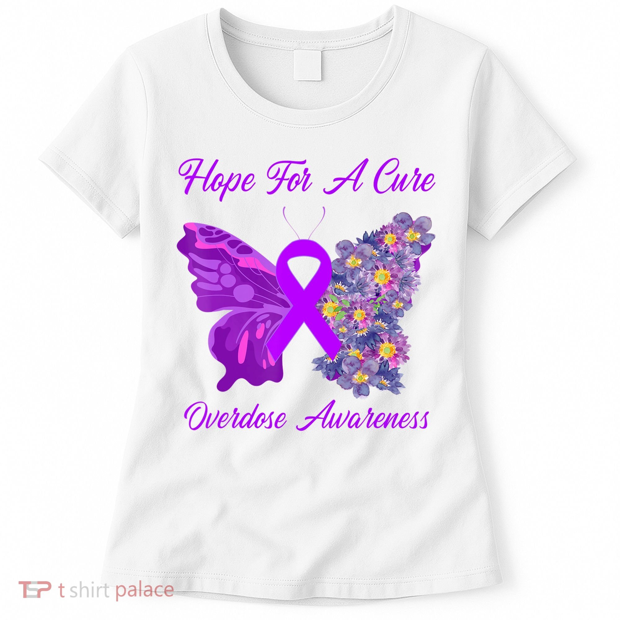 Butterfly Hope For A Cure Ribbon Opioid Overdose Awareness Women's T-Shirt