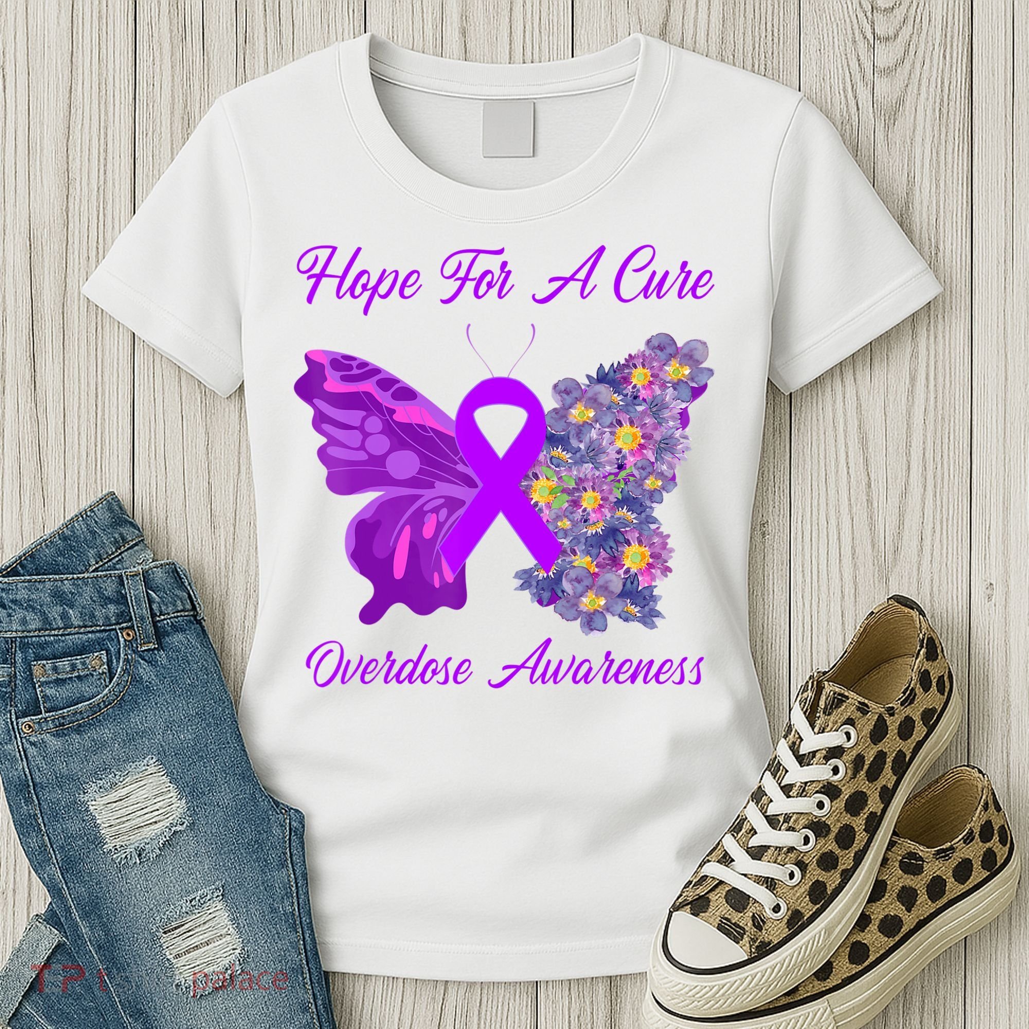 Butterfly Hope For A Cure Ribbon Opioid Overdose Awareness Women's T-Shirt