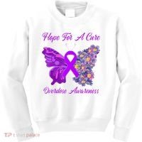 Butterfly Hope For A Cure Ribbon Opioid Overdose Awareness Kids Sweatshirt thumb 0