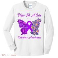 Butterfly Hope For A Cure Ribbon Opioid Overdose Awareness Kids Long Sleeve Shirt thumb 0