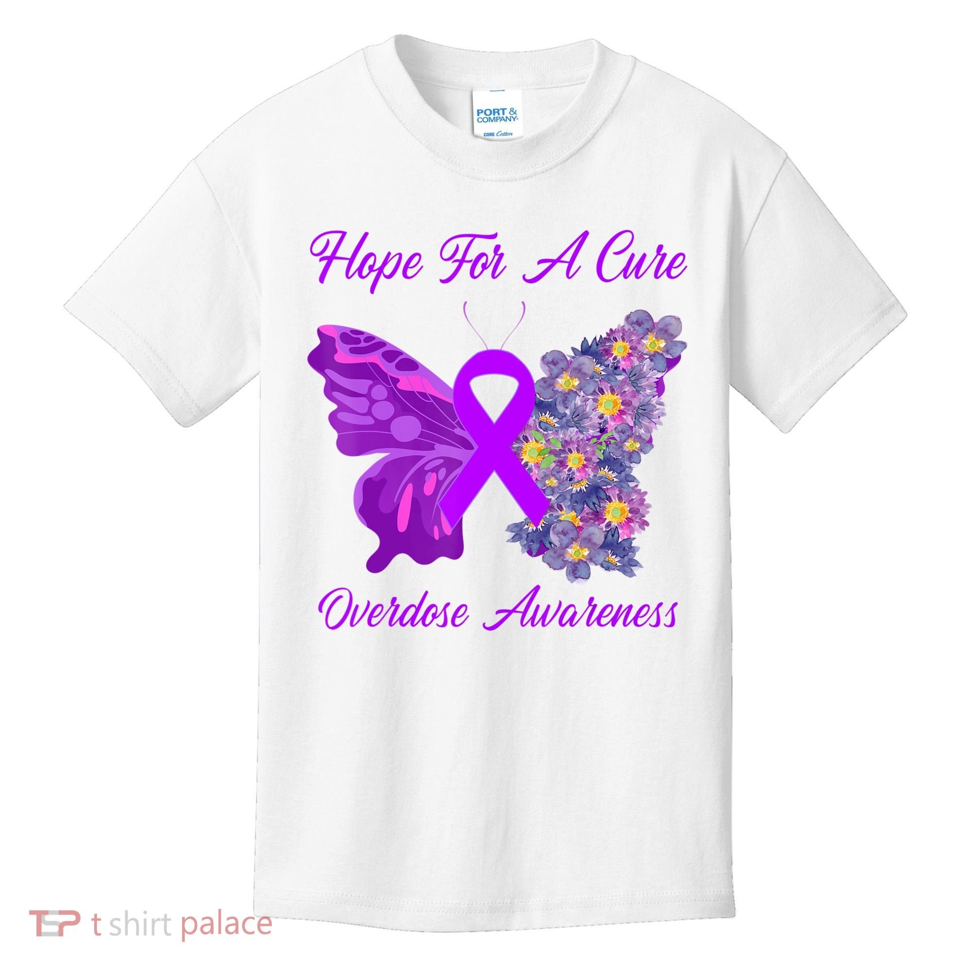 Butterfly Hope For A Cure Ribbon Opioid Overdose Awareness Kids T-Shirt