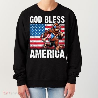 Bigfoot Holding Firework God Bless America Women's Sweatshirt