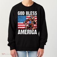 Bigfoot Holding Firework God Bless America Women's Sweatshirt thumb 0