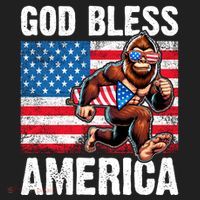 Bigfoot Holding Firework God Bless America Women's Sweatshirt thumb 2
