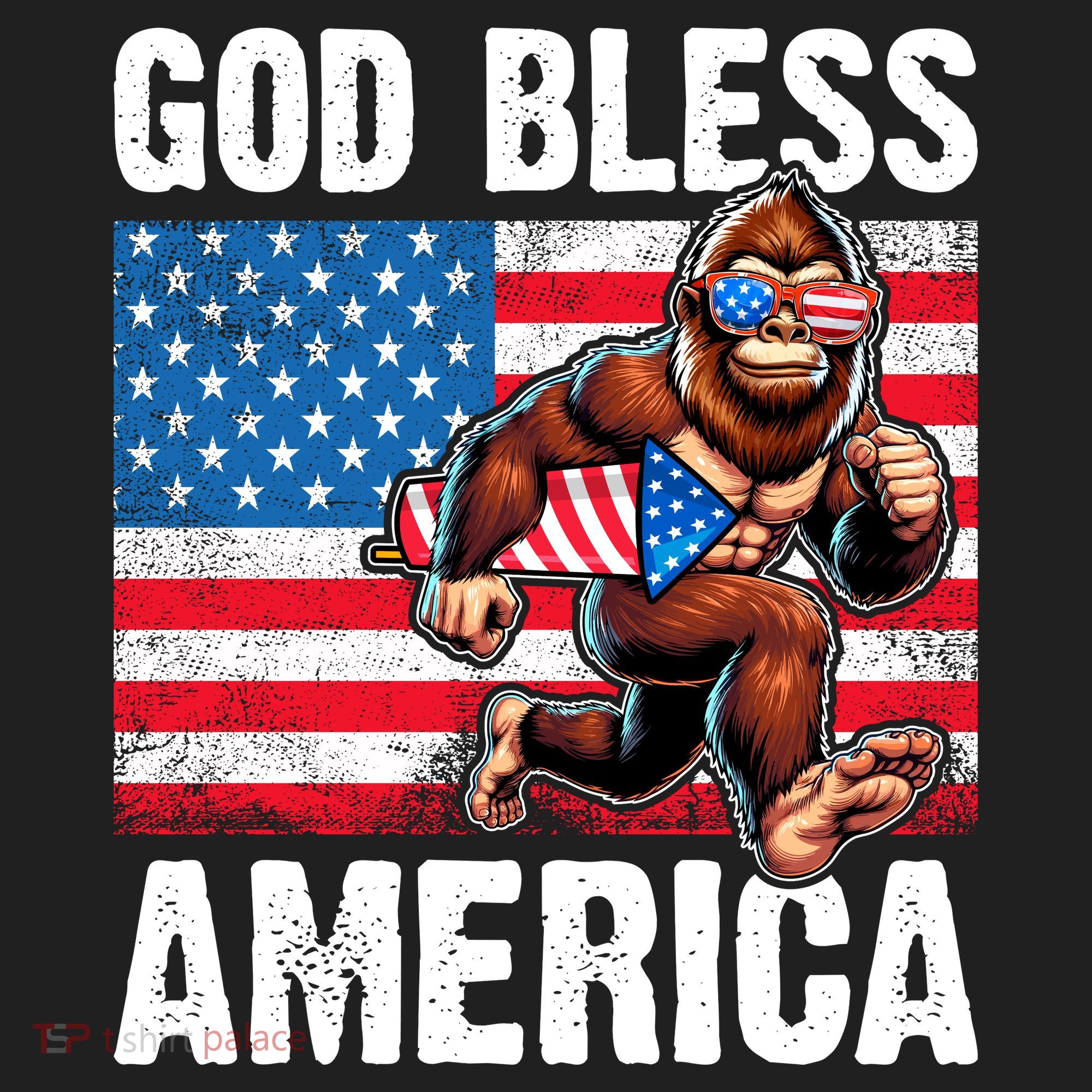 Bigfoot Holding Firework God Bless America Women's Sweatshirt