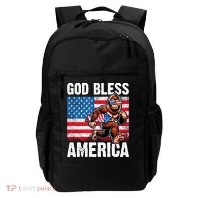 Bigfoot Holding Firework God Bless America Backpack