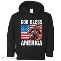Bigfoot Holding Firework God Bless America Toddler Hoodie thumb 0