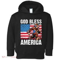 Bigfoot Holding Firework God Bless America Toddler Hoodie thumb 0