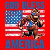 Bigfoot Holding Firework God Bless America Santa Hat thumb 1
