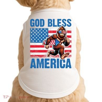 Bigfoot Holding Firework God Bless America Doggie Tank