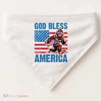 Bigfoot Holding Firework God Bless America USA-Made Doggie Bandana thumb 0